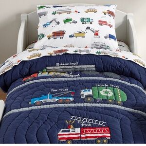 Pottery Barn Kids Navy Truck Quilt Set